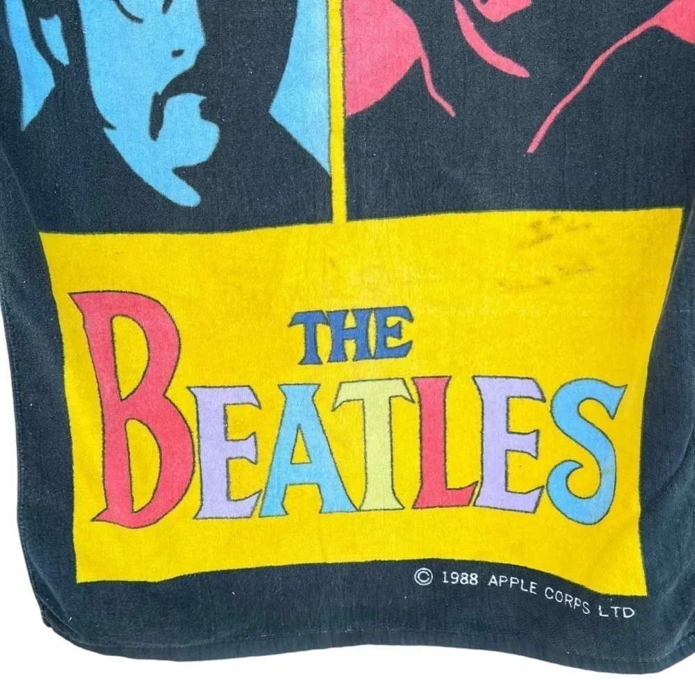 VTG Jay Franco The Beatles Warhol Style Beach Towel Colorful Pop Art 30x60 FLAWS